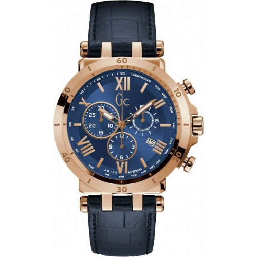 GUESS Collection Mens Chronograph Blue Leather Strap Y44003G7